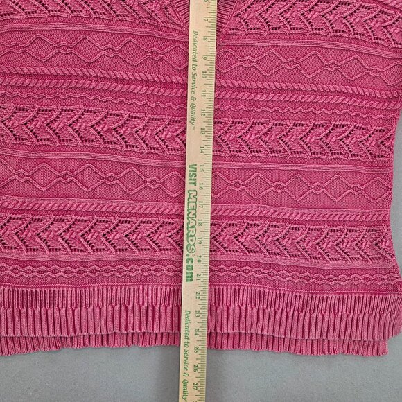 Sundance Boxy Cable Knit Sweater V-neck Drop Sleeve Split Side Hem Chunky Knit L - Picture 4 of 7